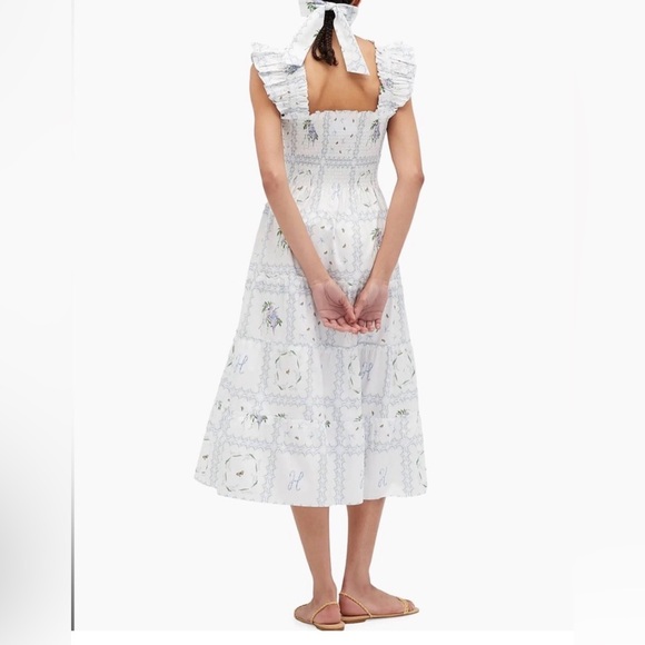 100% Cotton Hill House Home Ellie Nap Dress midi white floral cottagecore M - Picture 3 of 7